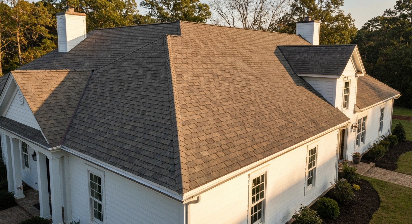 New architectural asphalt shingle roof on a Northern Virginia home