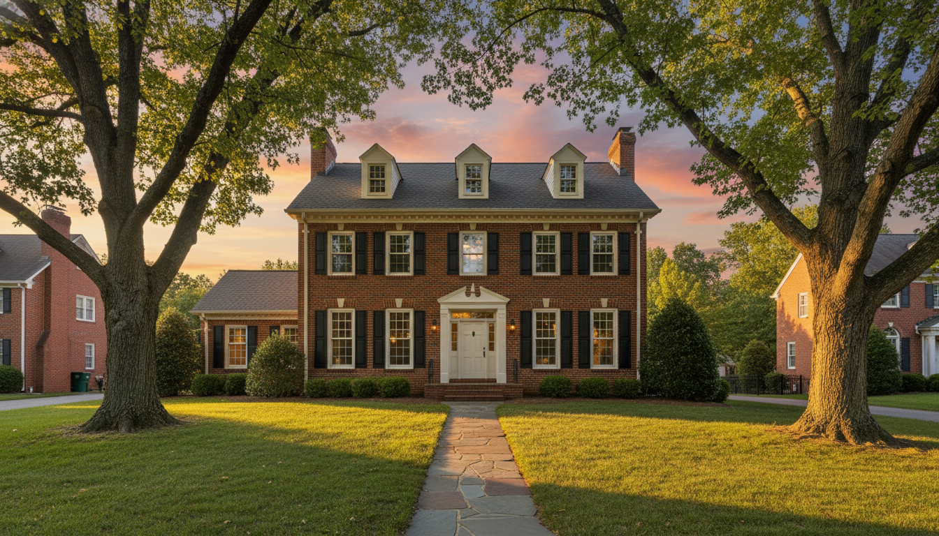 Fairfax, Virginia residential exterior &mdash; Federal-style brick colonial